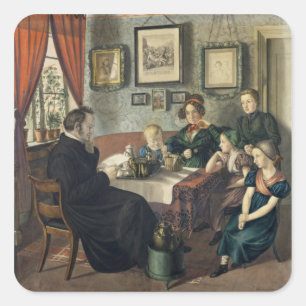 Pegatina Cuadrada El pastor Johann Wilhelm Rautenberg y su