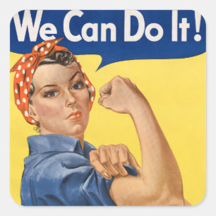Pegatina Cuadrada El patriótico vintage Rosie the Riveter, ¡Podemos 
