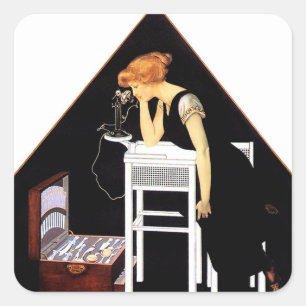 Pegatina Cuadrada El pecho plateado de C Coles Phillips