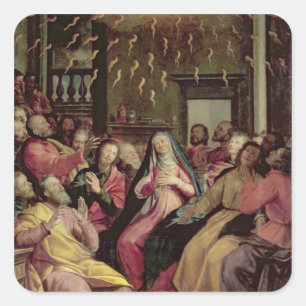 Pegatina Cuadrada El pentecostés, c.1598 (petróleo en panel)