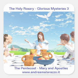 Pegatina Cuadrada El pentecostés (María con los apóstoles)