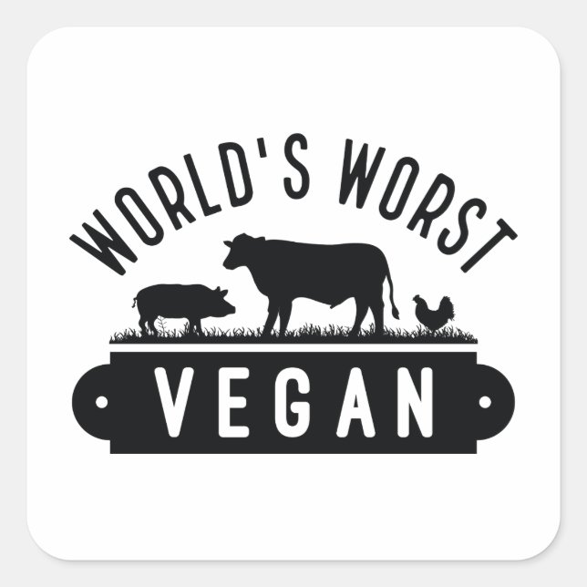 Pegatina Cuadrada El peor vegano del mundo (Anverso)