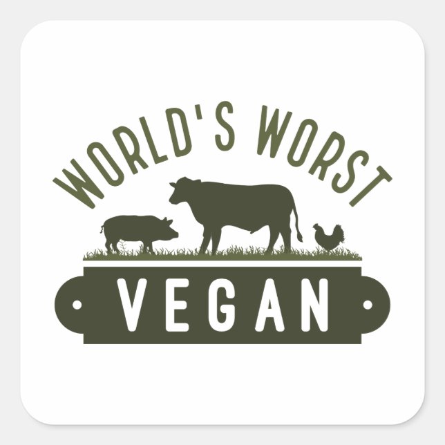Pegatina Cuadrada El peor vegano del mundo (Anverso)