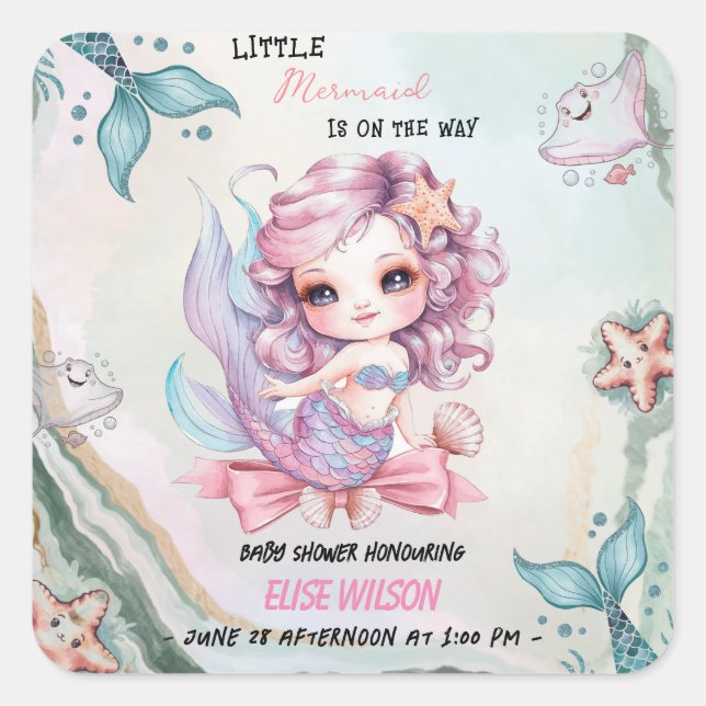 Pegatina Cuadrada El pequeño arco de la Sirena está en camino de la  (Anverso)