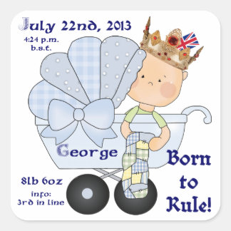 Pegatina Cuadrada El pequeño príncipe de William & Kate George/Infor