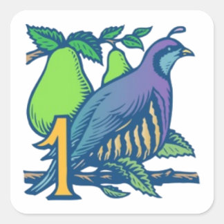 Pegatina Cuadrada El perdiz en un árbol perverso