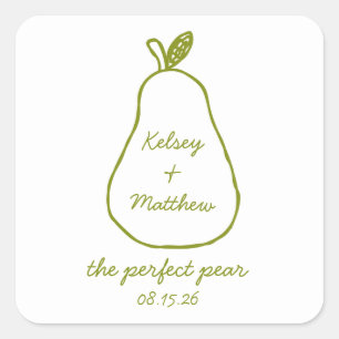 Pegatina Cuadrada "El Perfecto Oso" Whimsical Moda Boda Ducha