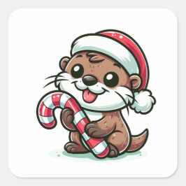 Pegatina Cuadrada El Personalizado Otter Navidades