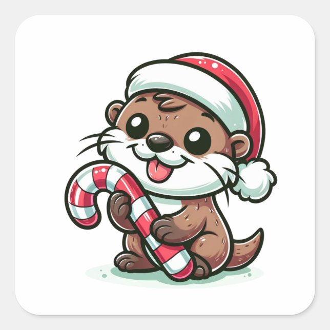 Pegatina Cuadrada El Personalizado Otter Navidades (Anverso)
