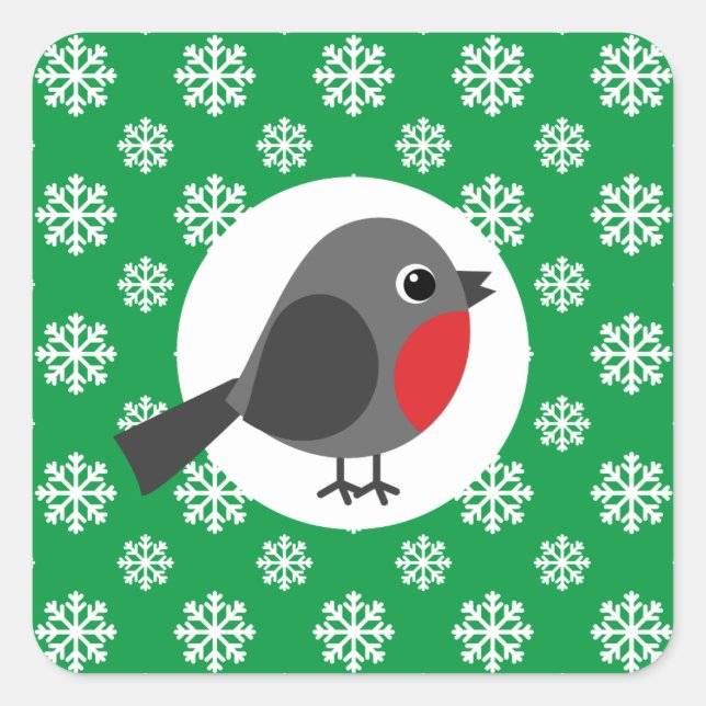 Pegatina Cuadrada El Personalizado Robin con las copas de nieve (Anverso)