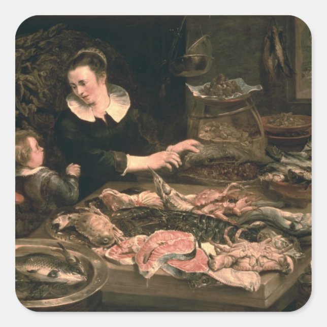 Pegatina Cuadrada El pescador (Anverso)