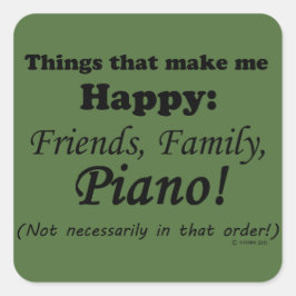 Pegatina Cuadrada El piano me hace feliz