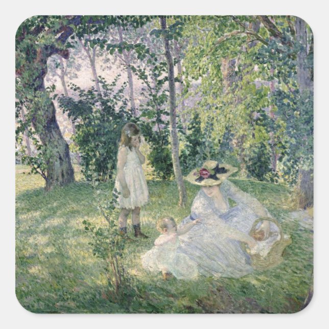 Pegatina Cuadrada El picnic, 1903 (Anverso)