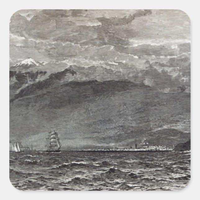 Pegatina Cuadrada El pico de Tenerife, Sante Cruz (Anverso)