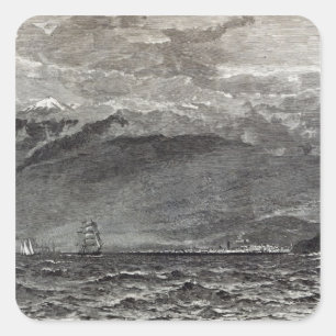 Pegatina Cuadrada El pico de Tenerife, Sante Cruz