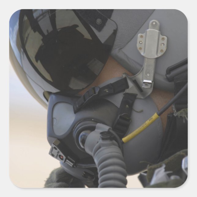 Pegatina Cuadrada El piloto se sienta en su perno A-10 II (Anverso)