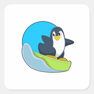 Pegatina Cuadrada El pingüino como snowboard con Sonowboard.PNG