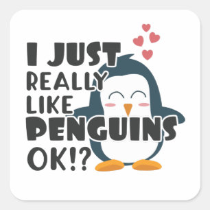 Pegatina Cuadrada El Pingüino Cuerdo Me Gustan Los Pingüinos.