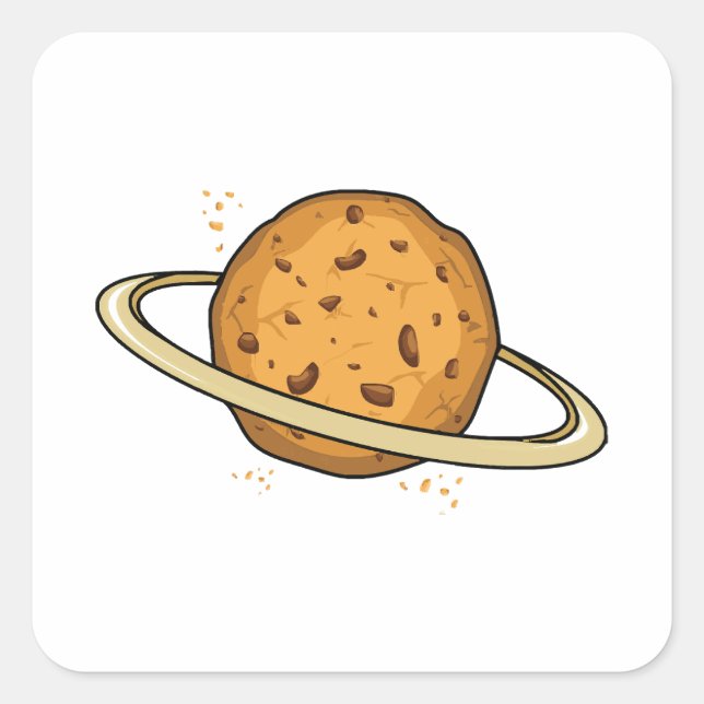 Pegatina Cuadrada El planeta espacial de las galletas divertidas (Anverso)
