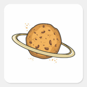 Pegatina Cuadrada El planeta espacial de las galletas divertidas