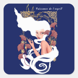 Pegatina Cuadrada El poder de la mente Art Nouveau