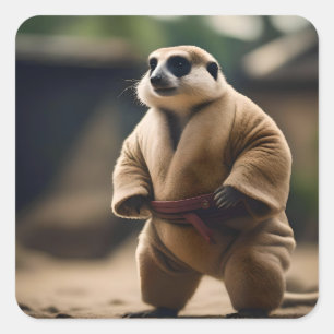 Pegatina Cuadrada El Poderoso Meerkat: La Muerte Del Sumo,