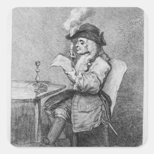 Pegatina Cuadrada El político, grabado por John Keyse Sherwin