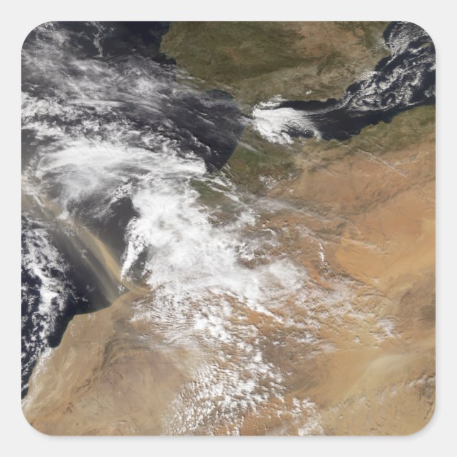 Pegatina Cuadrada El polvo se desploma frente a la costa marroquí (Anverso)