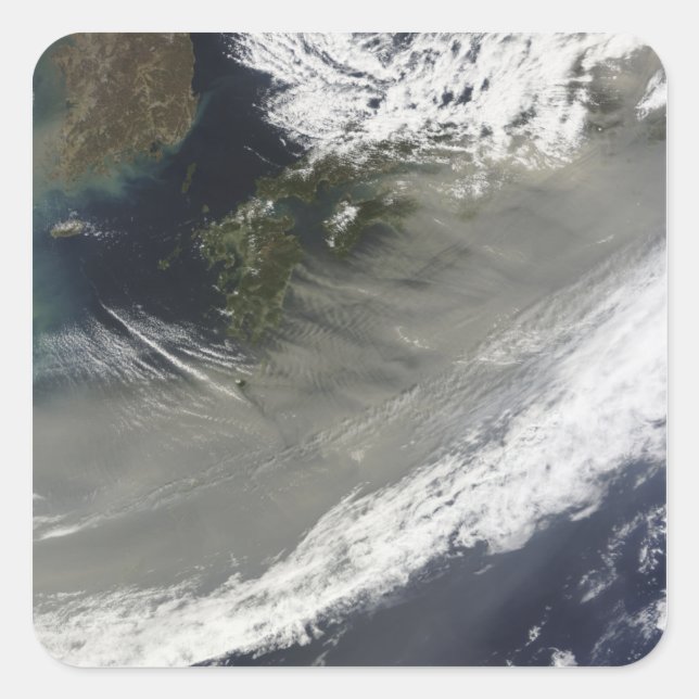 Pegatina Cuadrada El polvo sobre Japón (Anverso)