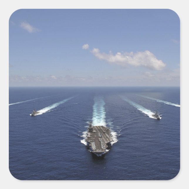 Pegatina Cuadrada El portaaviones USS Abraham Lincoln (Anverso)