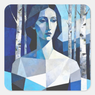 Pegatina Cuadrada El Porte de “Caelith” – Un Retrato Abstracto