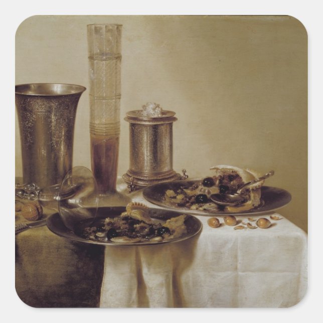 Pegatina Cuadrada El postre, 1637 (Anverso)