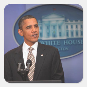Pegatina Cuadrada El presidente Barack Obama hace un anuncio