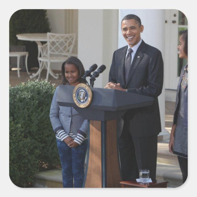 Pegatina Cuadrada El presidente Barack Obama indulta a (Anverso)