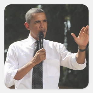 Pegatina Cuadrada El presidente Barack responde preguntas sobre
