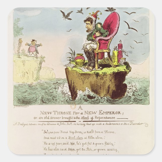 Pegatina Cuadrada El presidente de Elba de Boney, publicado por S. K (Anverso)