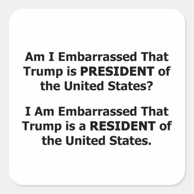 Pegatina Cuadrada El presidente Trump (Anverso)