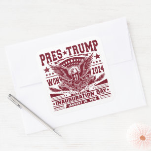 Pegatina Cuadrada El presidente Trump ganó el 2024