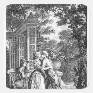 Pegatina Cuadrada El primer beso de amor