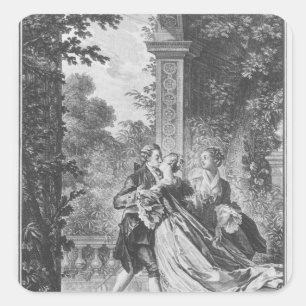 Pegatina Cuadrada El primer beso de amor