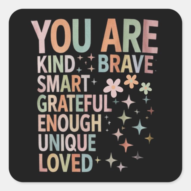 Pegatina Cuadrada El primer día motivacional del profesor para volve (Anverso)