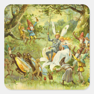 Pegatina Cuadrada El príncipe de los hatos y la Thumbelina