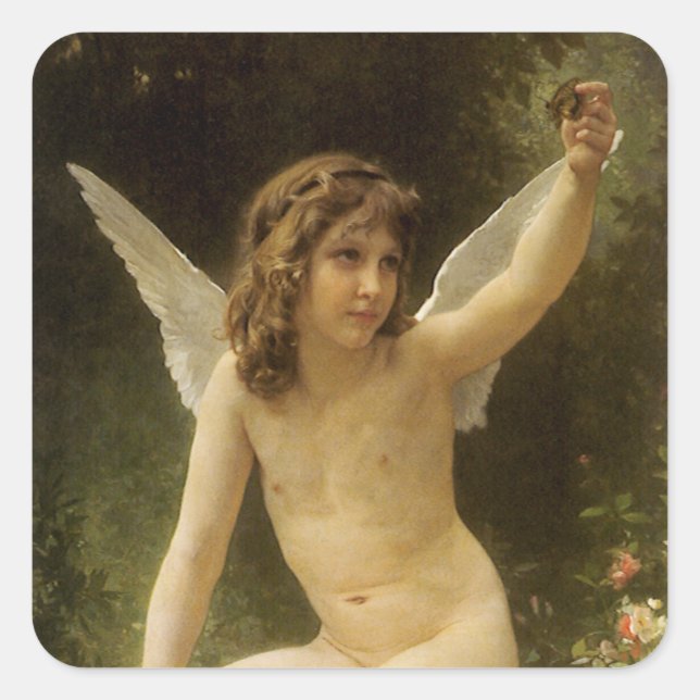 Pegatina Cuadrada El prisionero (Le Captif) de Bouguereau (Anverso)