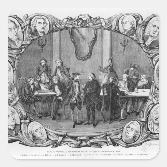 Pegatina Cuadrada El procopio del café (Anverso)