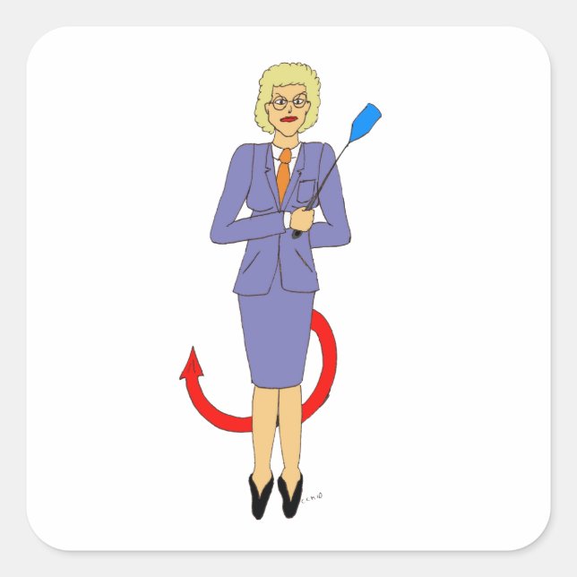 Pegatina Cuadrada El profesor malvado (Anverso)