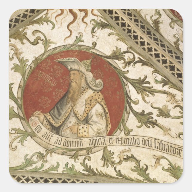 Pegatina Cuadrada El profeta Micah, de la Loggia de Annunciazione (Anverso)