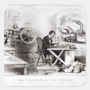Pegatina Cuadrada El progreso del siglo