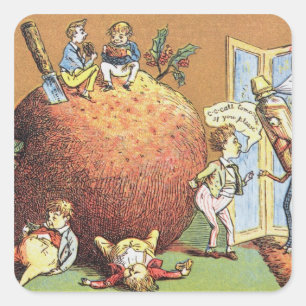 Pegatina Cuadrada El pudín del navidad