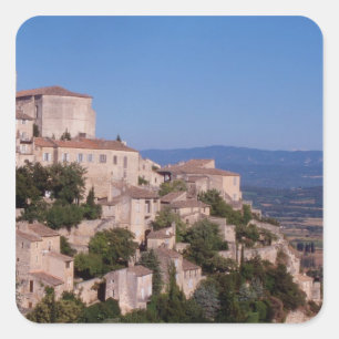 Pegatina Cuadrada El pueblo en la cima de la colina de Gordes