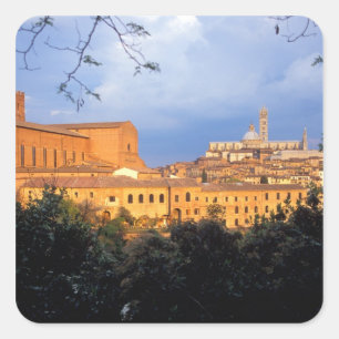 Pegatina Cuadrada El pueblo toscano de Sienna, Italia.